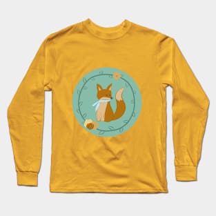 Cute fox in roses Long Sleeve T-Shirt